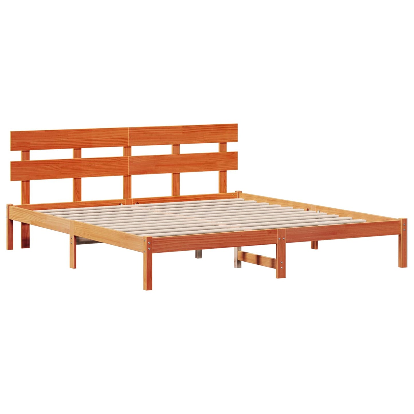 Sengestel med hovedgærde Brun 200 x 200 cm Massivt fyrretræ