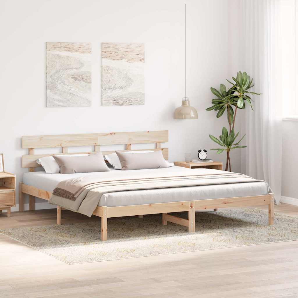 Sengestel med hovedgærde Brun 180 x 200 cm Massivt fyrretræ