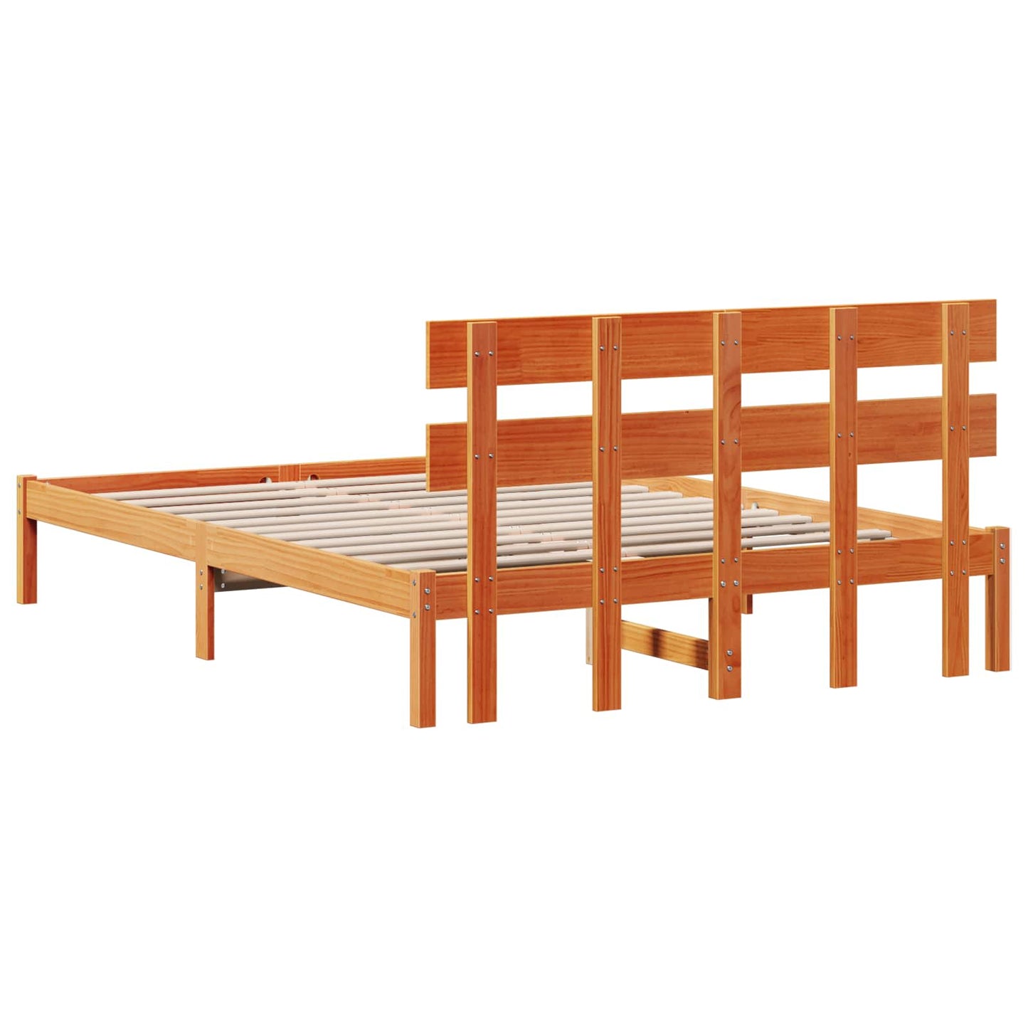 Sengestel med hovedgærde Brun 160 x 200 cm Massivt fyrretræ