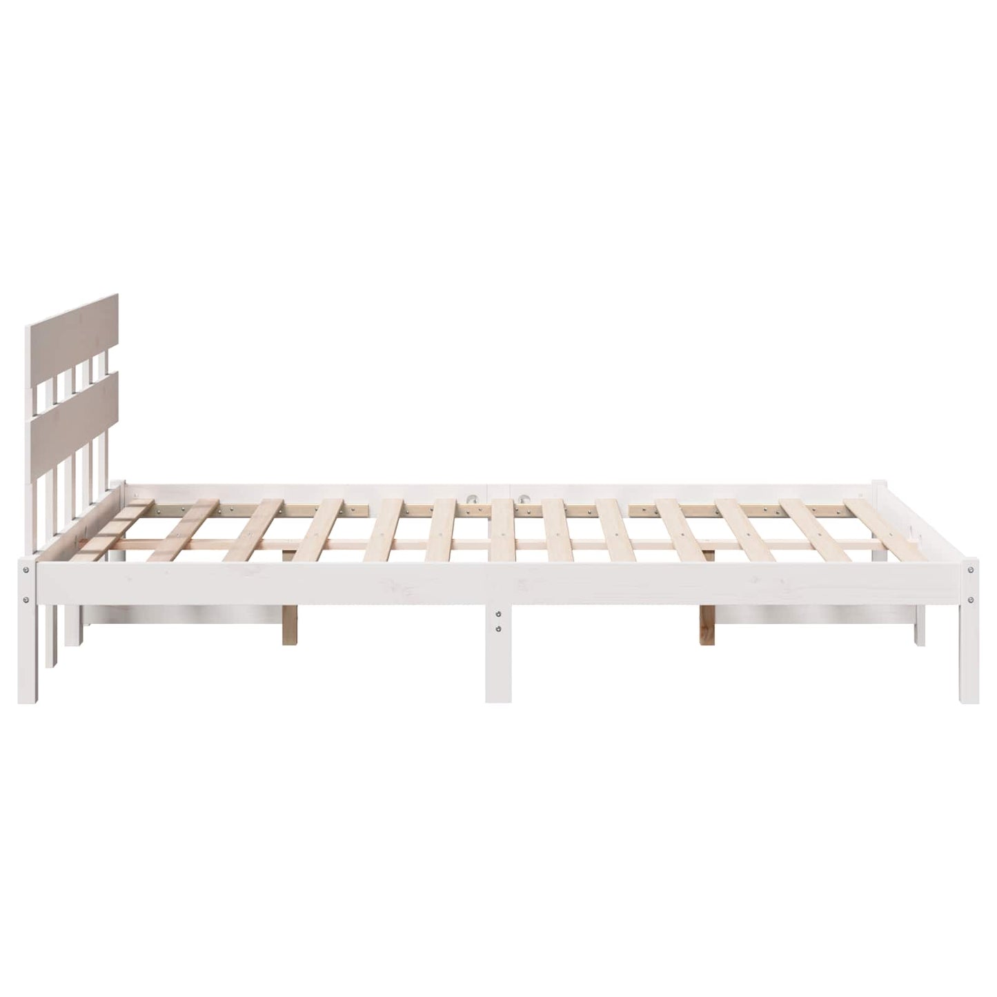 Sengestel med hovedgærde Hvid 120 x 200 cm Massivt fyrretræ