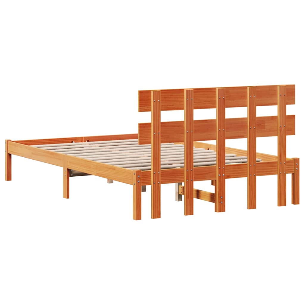 Sengestel med hovedgærde Brun 120 x 190 cm Massivt fyrretræ