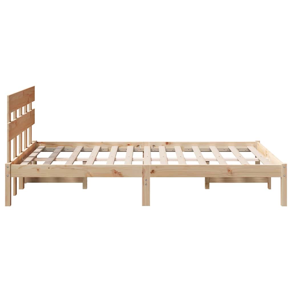 Sengestel med hovedgærde Brun 140 x 190 cm Massivt fyrretræ
