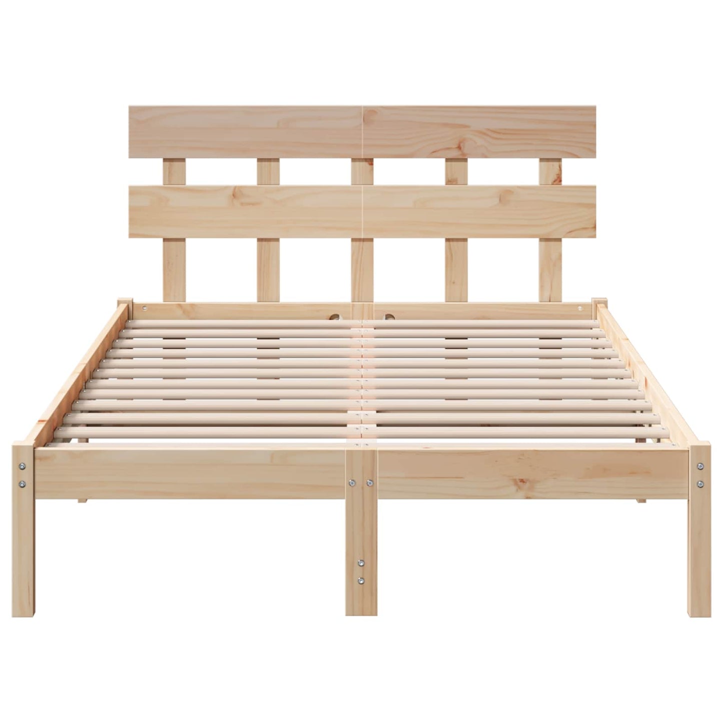 Sengestel med hovedgærde Brun 135 x 190 cm Massivt fyrretræ