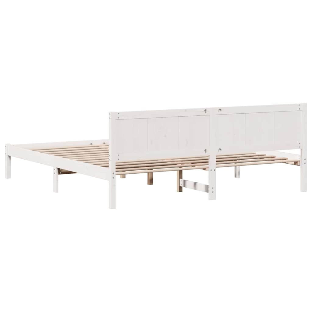 Sengestel Hvid 200 x 200 cm Massivt fyrretræ