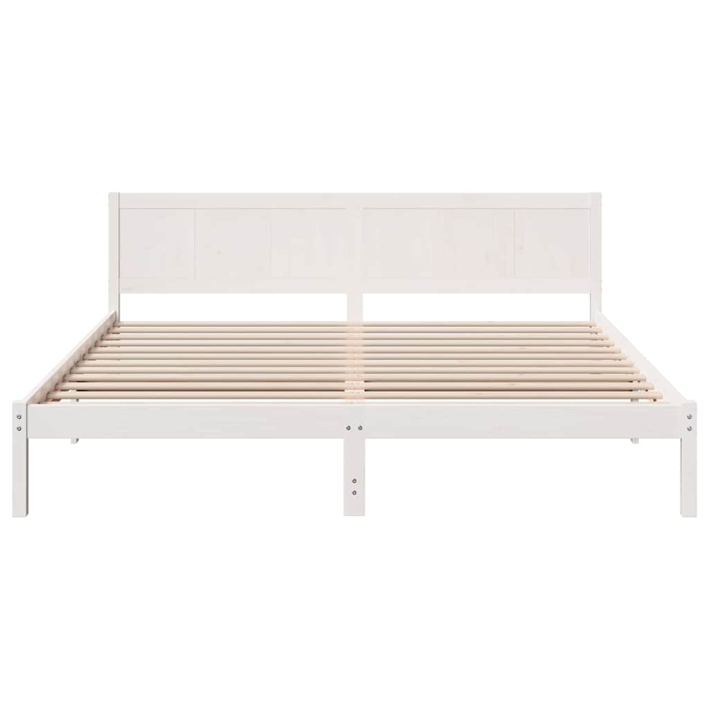 Sengestel Hvid 200 x 200 cm Massivt fyrretræ