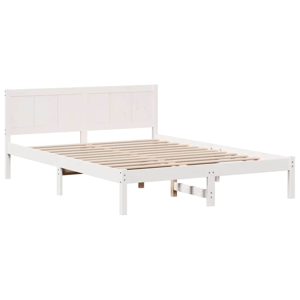 Sengestel Hvid 160 x 200 cm Massivt fyrretræ