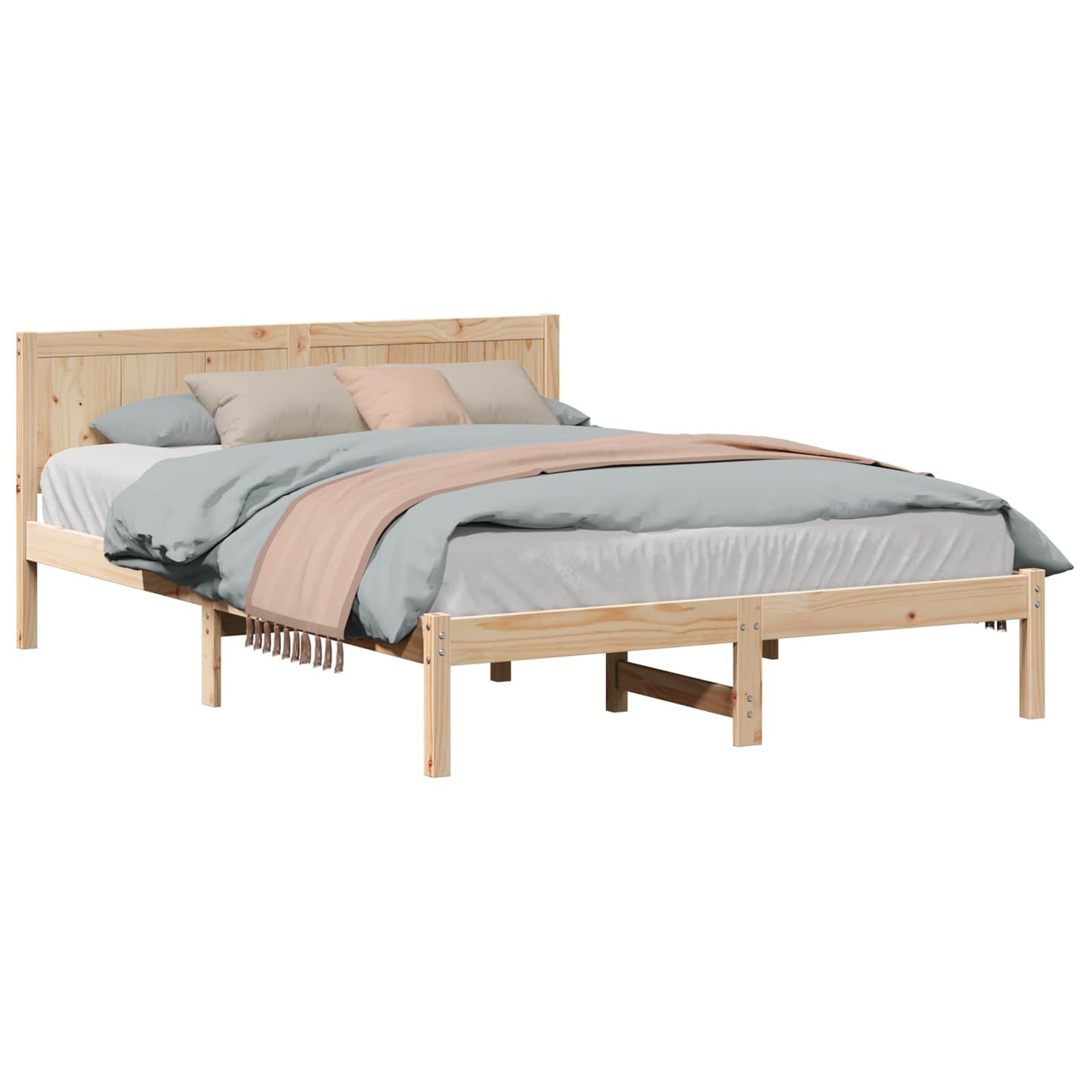 Sengestel Brun 150 x 200 cm Massivt fyrretræ