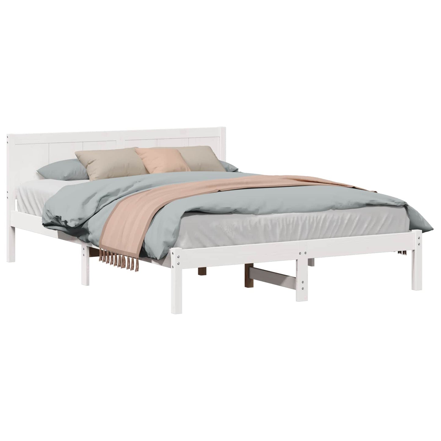 Sengestel Hvid 150 x 200 cm Massivt fyrretræ