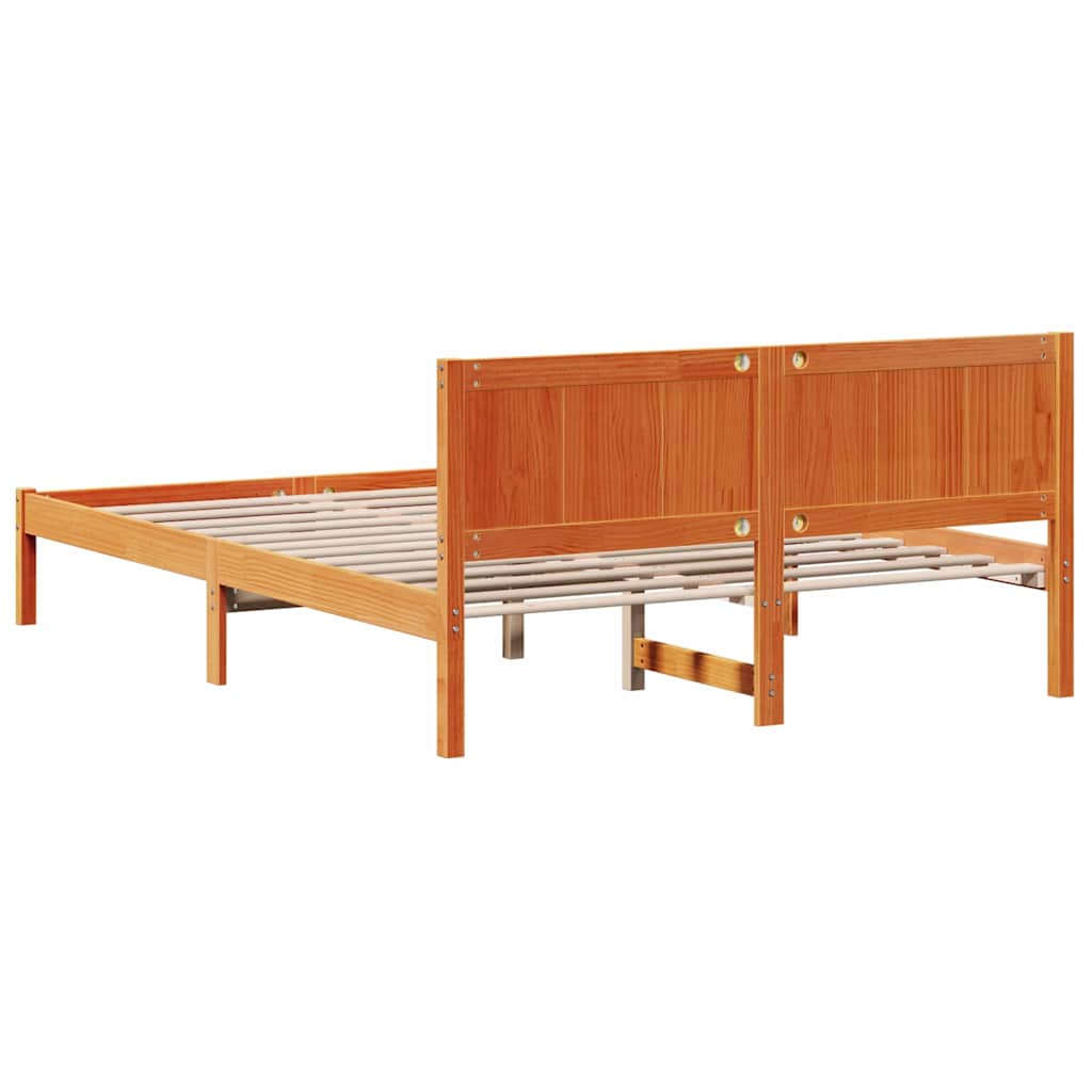 Sengestel Brun 150 x 200 cm Massivt fyrretræ