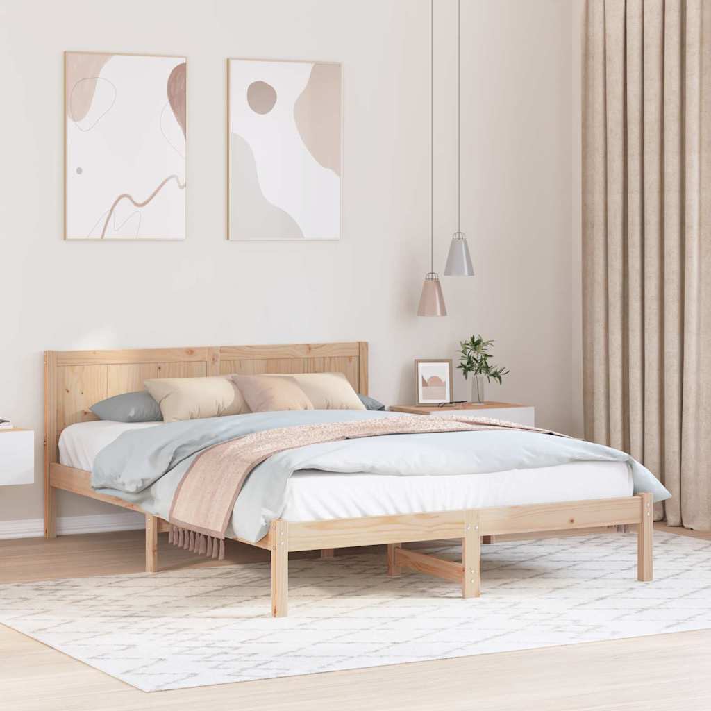 Sengestel Brun 140 x 200 cm Massivt fyrretræ