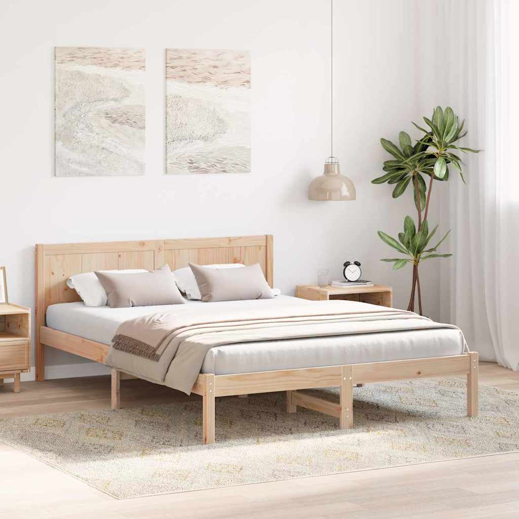 Sengestel Brun 140 x 200 cm Massivt fyrretræ