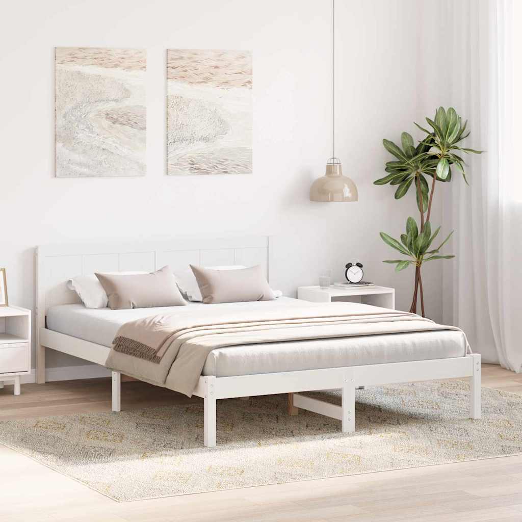 Sengestel Hvid 140 x 200 cm Massivt fyrretræ