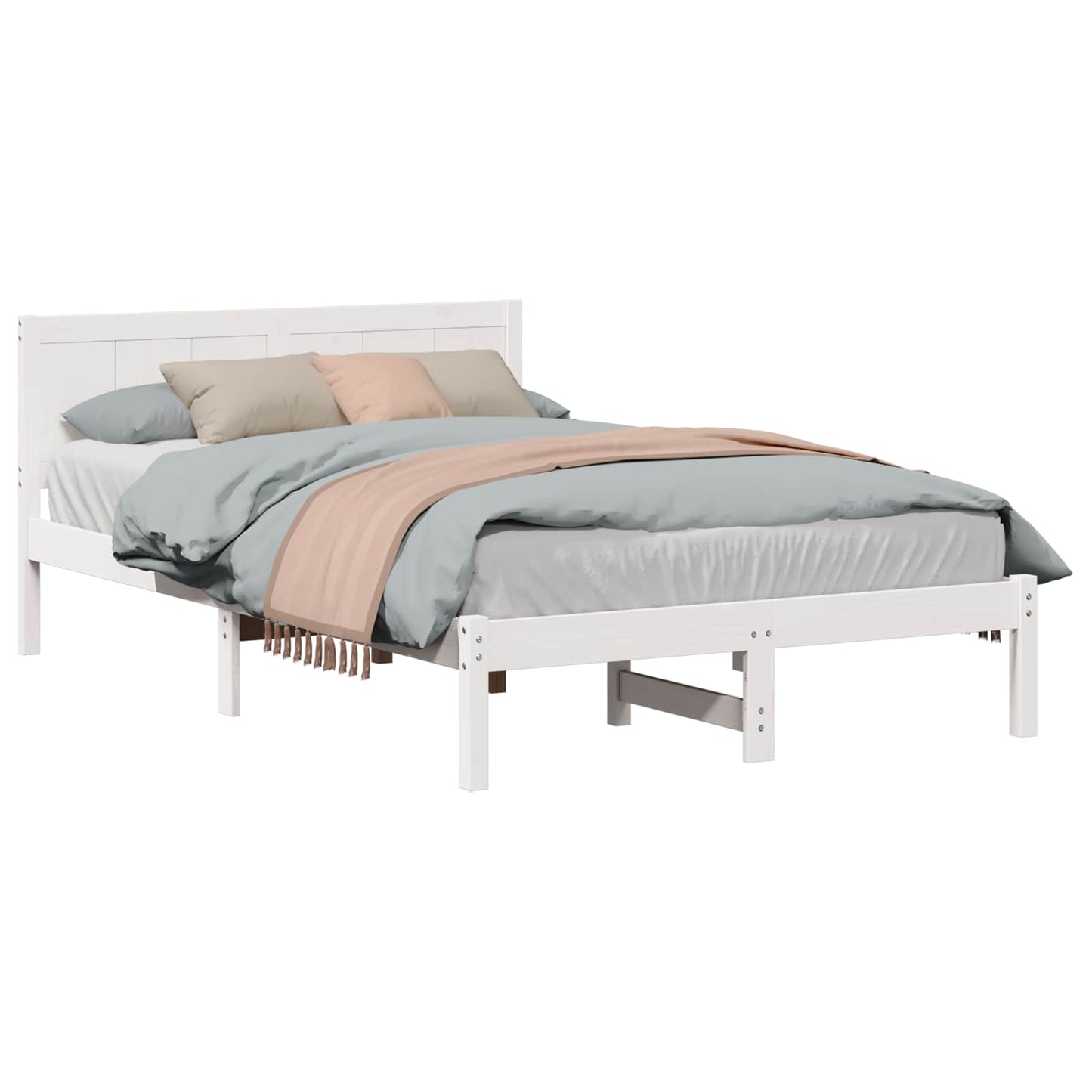 Sengestel Hvid 135 x 190 cm Massivt fyrretræ