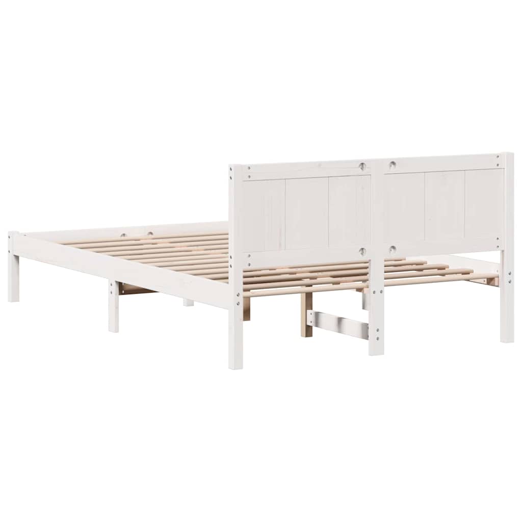 Sengestel Hvid 135 x 190 cm Massivt fyrretræ