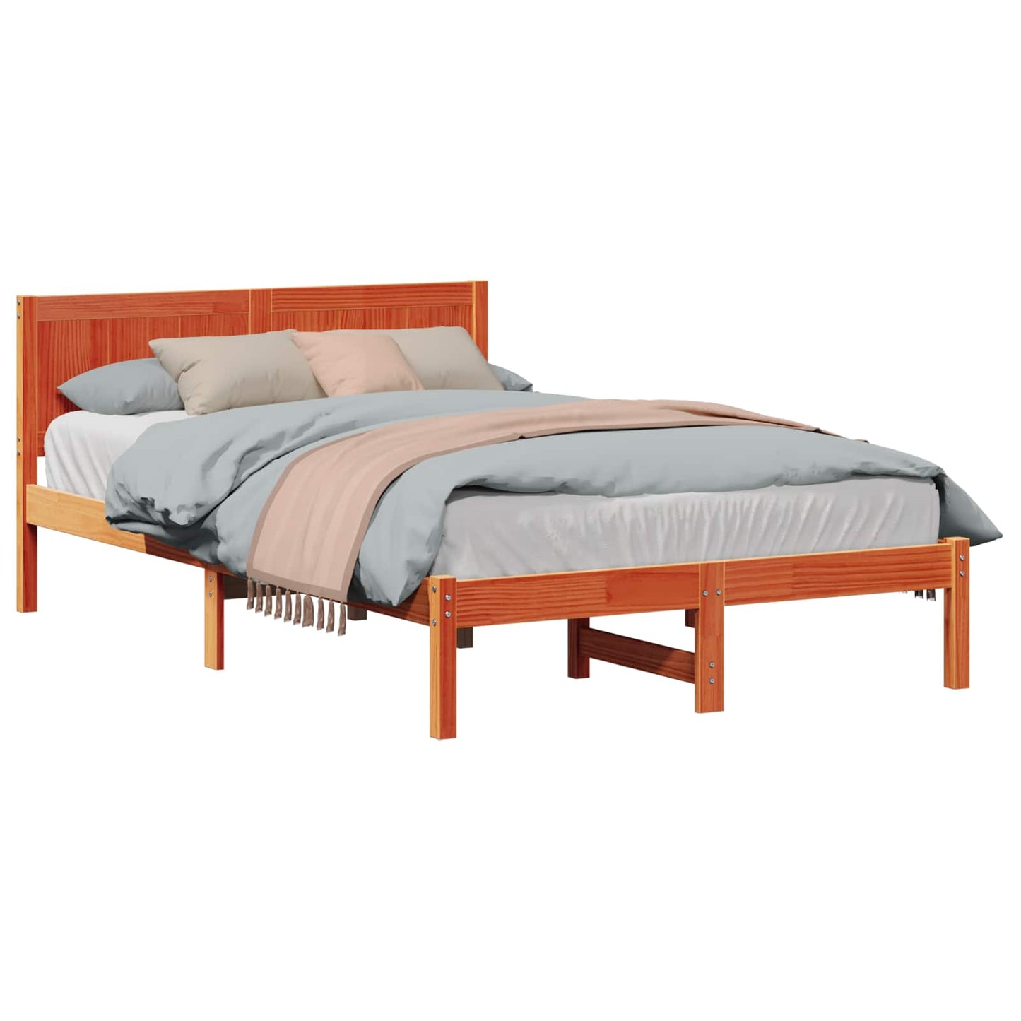 Sengestel Brun 135 x 190 cm Massivt fyrretræ