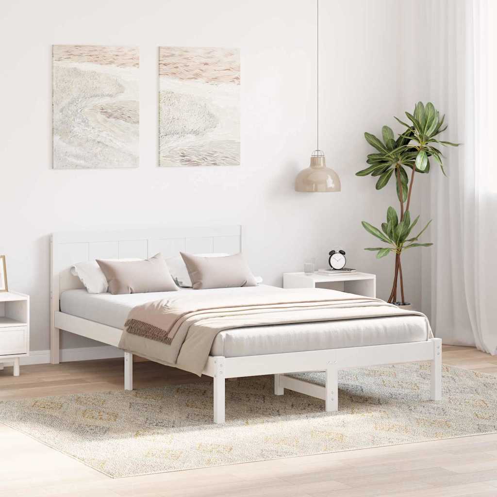 Sengestel Hvid 120 x 190 cm Massivt fyrretræ