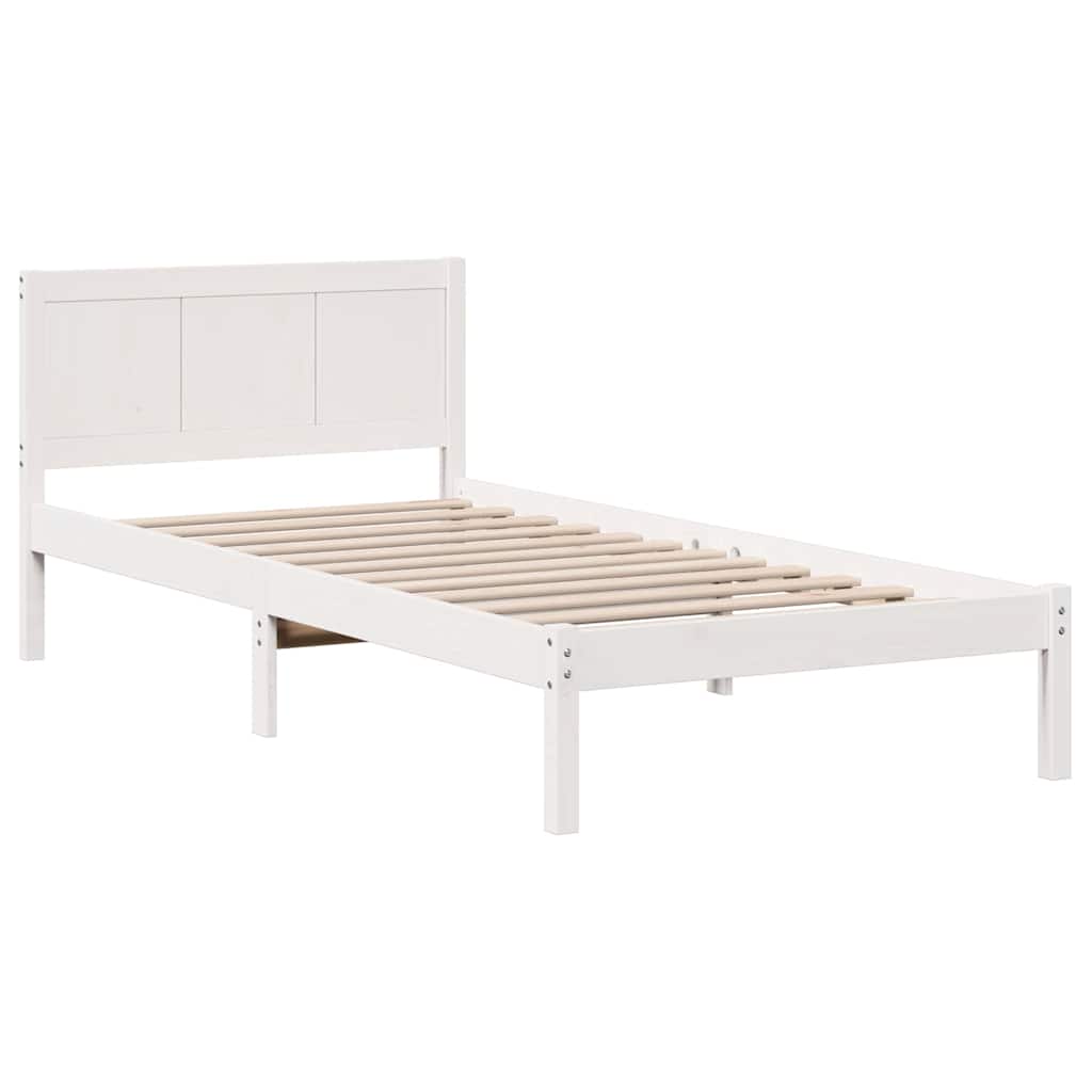 Sengestel Hvid 90 x 200 cm Massivt fyrretræ