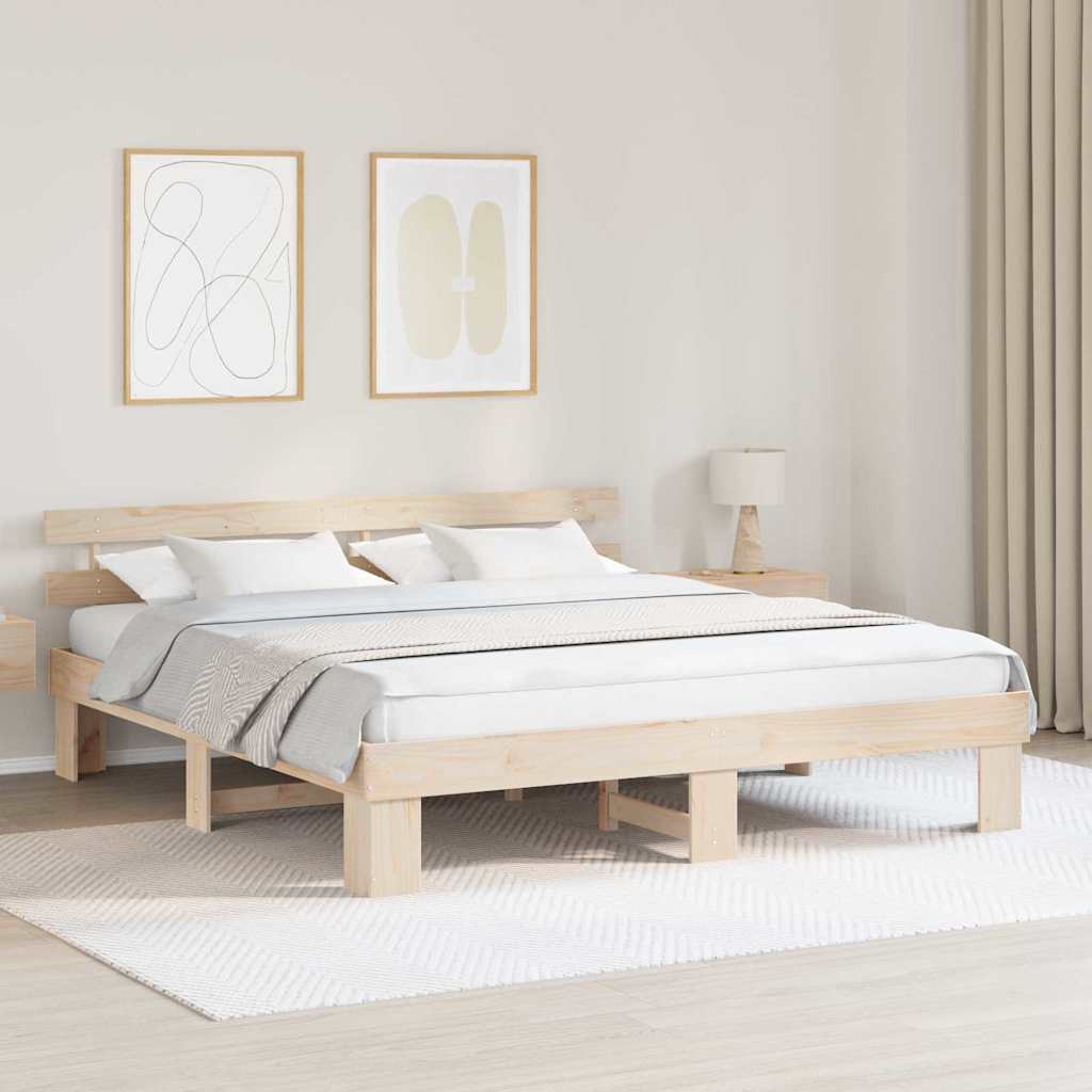 Sengestel Naturfarvet 180 x 200 cm Massiv fyrretræ