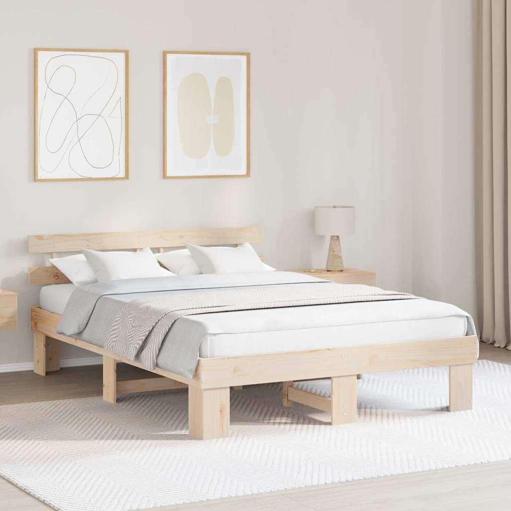 Sengestel Naturfarvet 160 x 200 cm Massiv fyrretræ