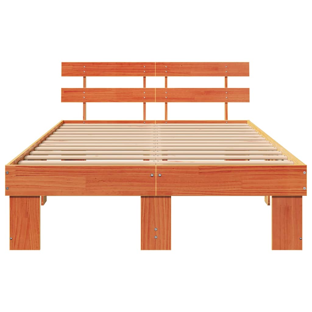 Sengestel med hovedgærde Voks brun 120 x 200 cm Massiv fyrretræ