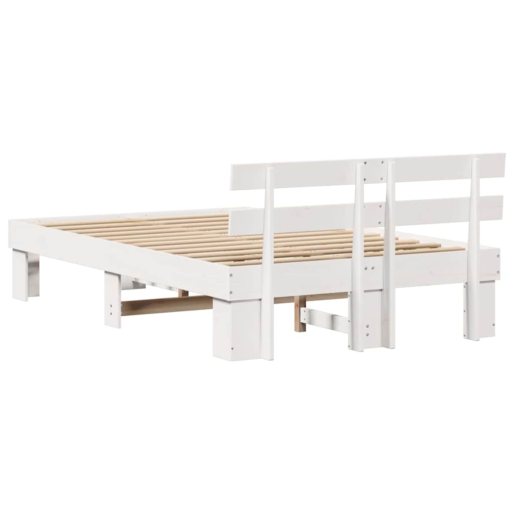 Sengestel med hovedgærde Hvid 135 x 190 cm Massiv fyrretræ