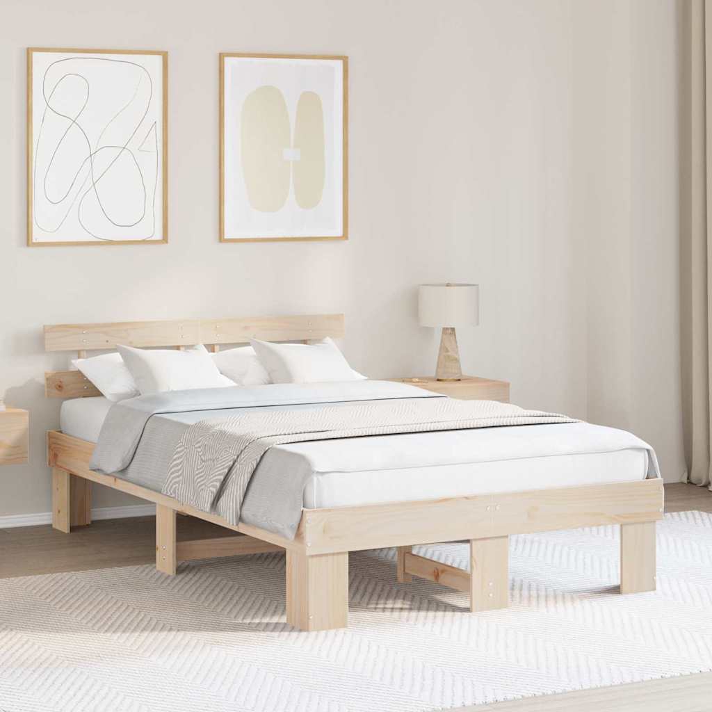 Sengestel Naturfarvet 120 x 190 cm Massiv fyrretræ