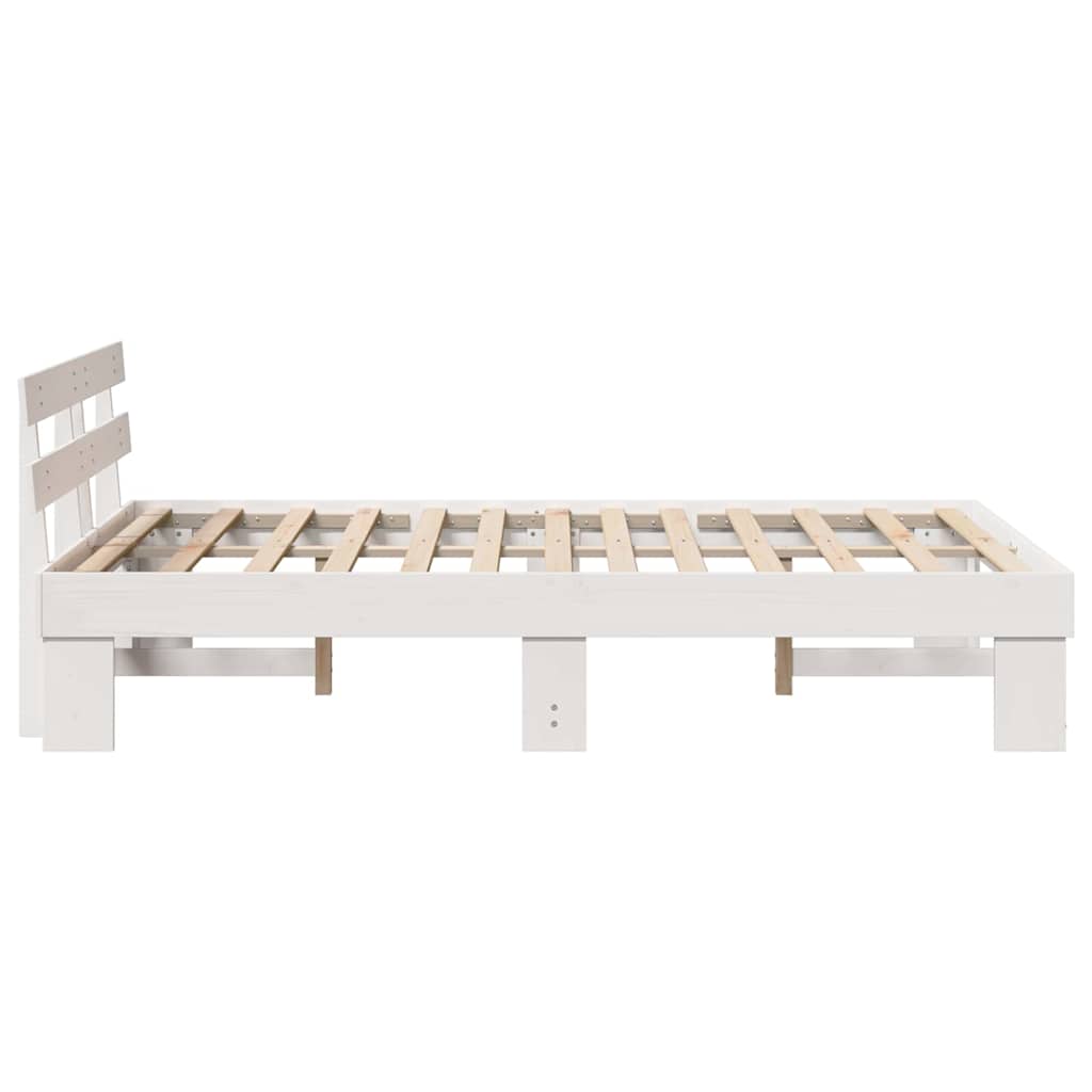 Sengestel med hovedgærde Hvid 120 x 190 cm Massiv fyrretræ