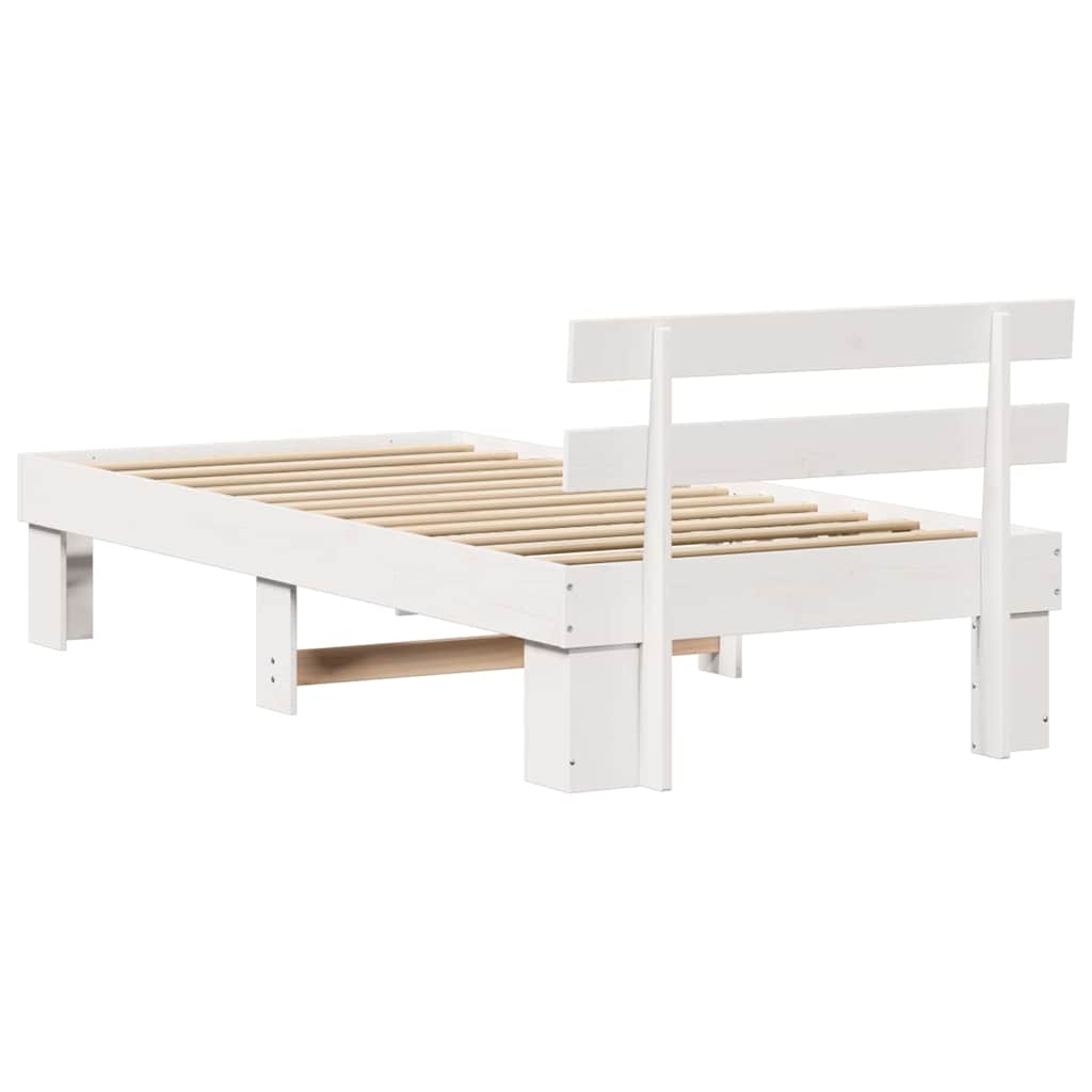 Sengestel med hovedgærde Hvid 100 x 200 cm Massiv fyrretræ