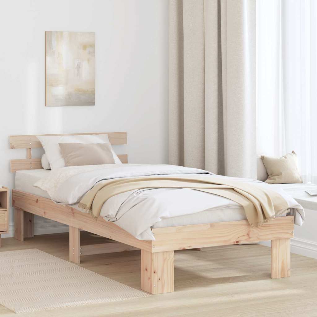 Sengestel Naturfarvet 90 x 200 cm Massiv fyrretræ