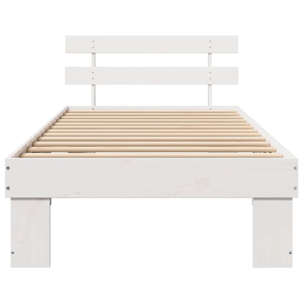 Sengestel med hovedgærde Hvid 90 x 190 cm Massiv fyrretræ