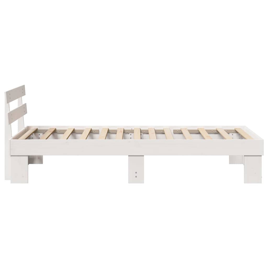 Sengestel med hovedgærde Hvid 90 x 190 cm Massiv fyrretræ