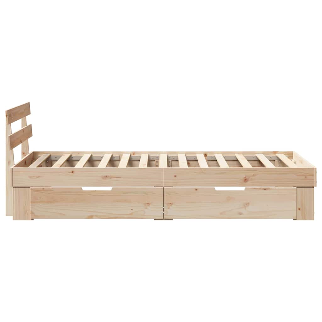 Sengestel med skuffe Naturfarvet 80 x 200 cm Massiv fyrretræ