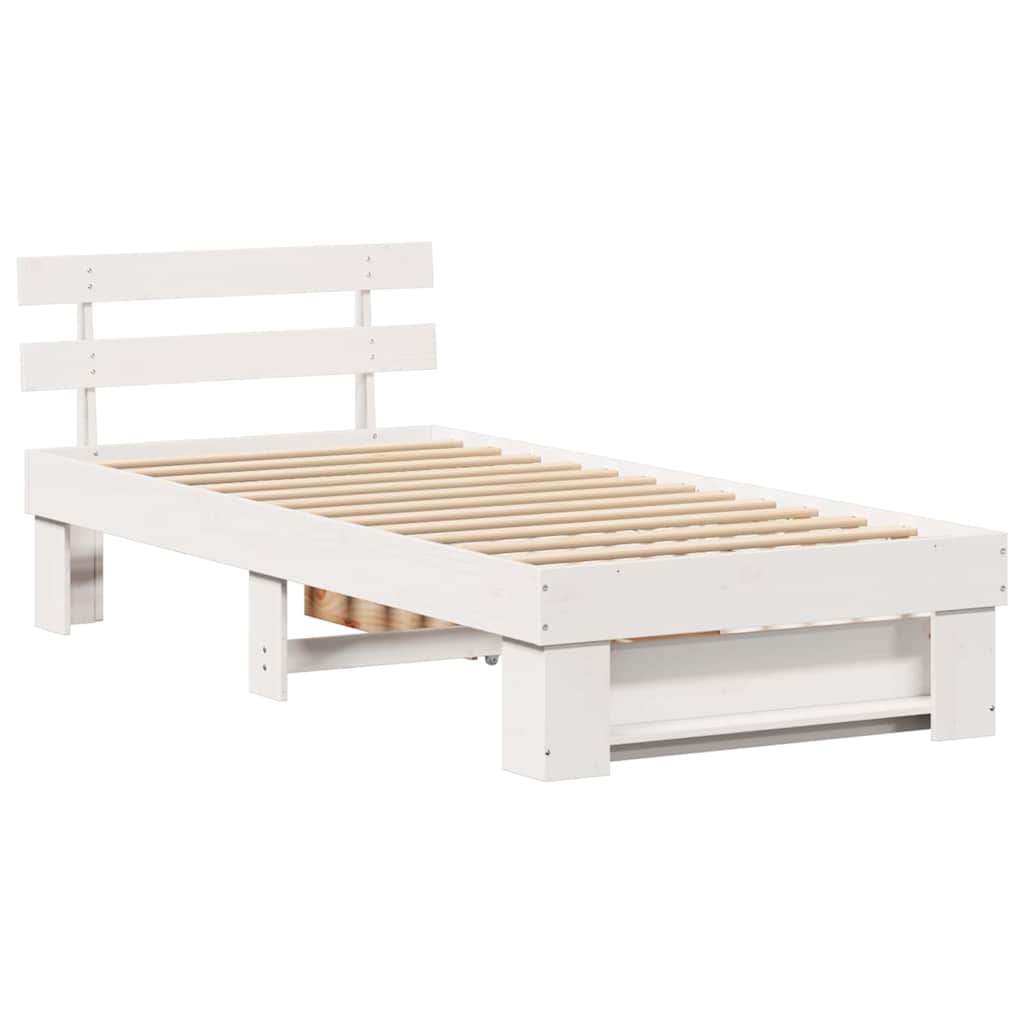 Sengestel med hovedgærde Hvid 90 x 190 cm Massiv fyrretræ