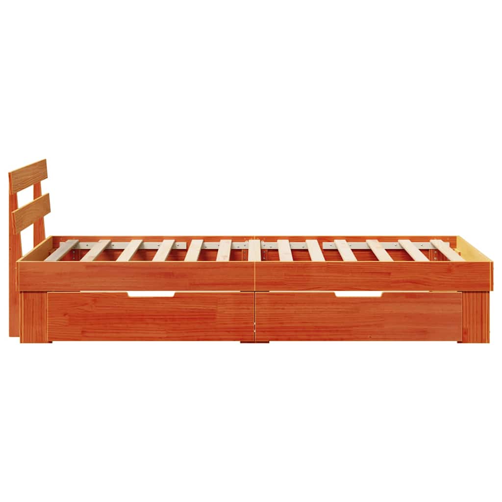 Sengestel med hovedgærde Voks brun 90 x 190 cm Massiv fyrretræ