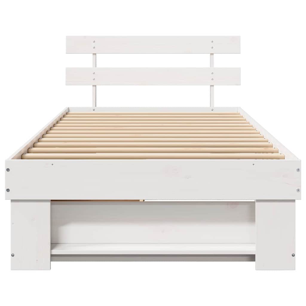 Sengestel med hovedgærde Hvid 75 x 190 cm Massiv fyrretræ