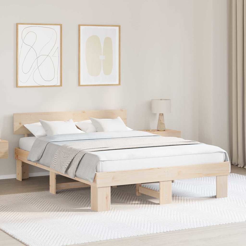 Sengestel Naturfarvet 160 x 200 cm Massiv fyrretræ