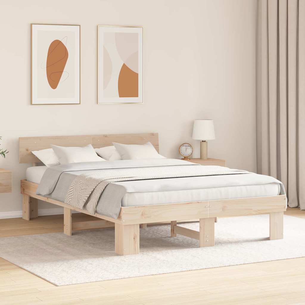 Sengestel Naturfarvet 160 x 200 cm Massiv fyrretræ