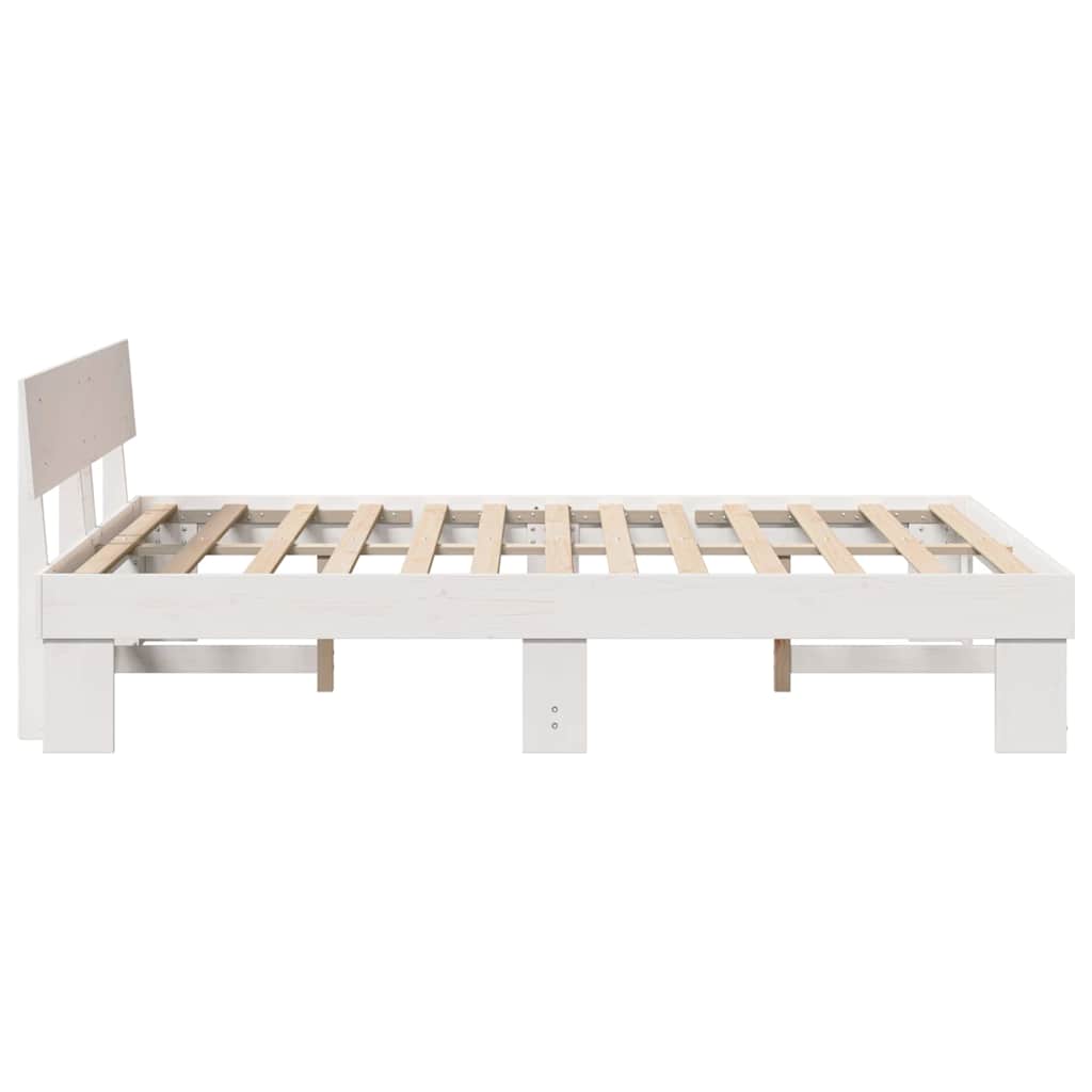 Sengestel med hovedgærde Hvid 160 x 200 cm Massiv fyrretræ