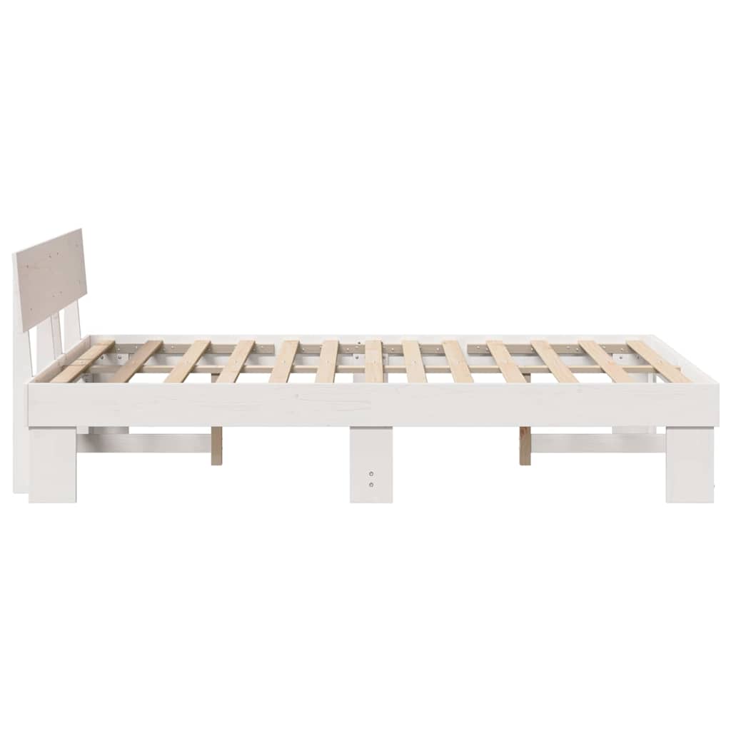 Sengestel med hovedgærde Hvid 140 x 190 cm Massiv fyrretræ