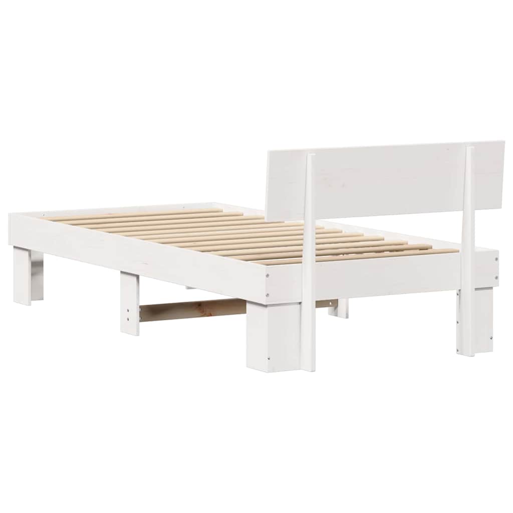 Sengestel med hovedgærde Hvid 80 x 200 cm Massiv fyrretræ