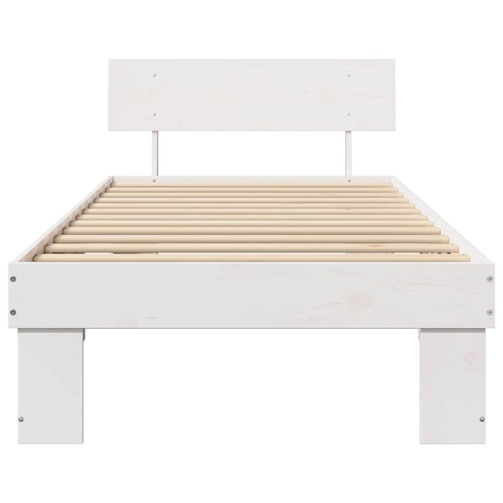 Sengestel med hovedgærde Hvid 90 x 190 cm Massiv fyrretræ