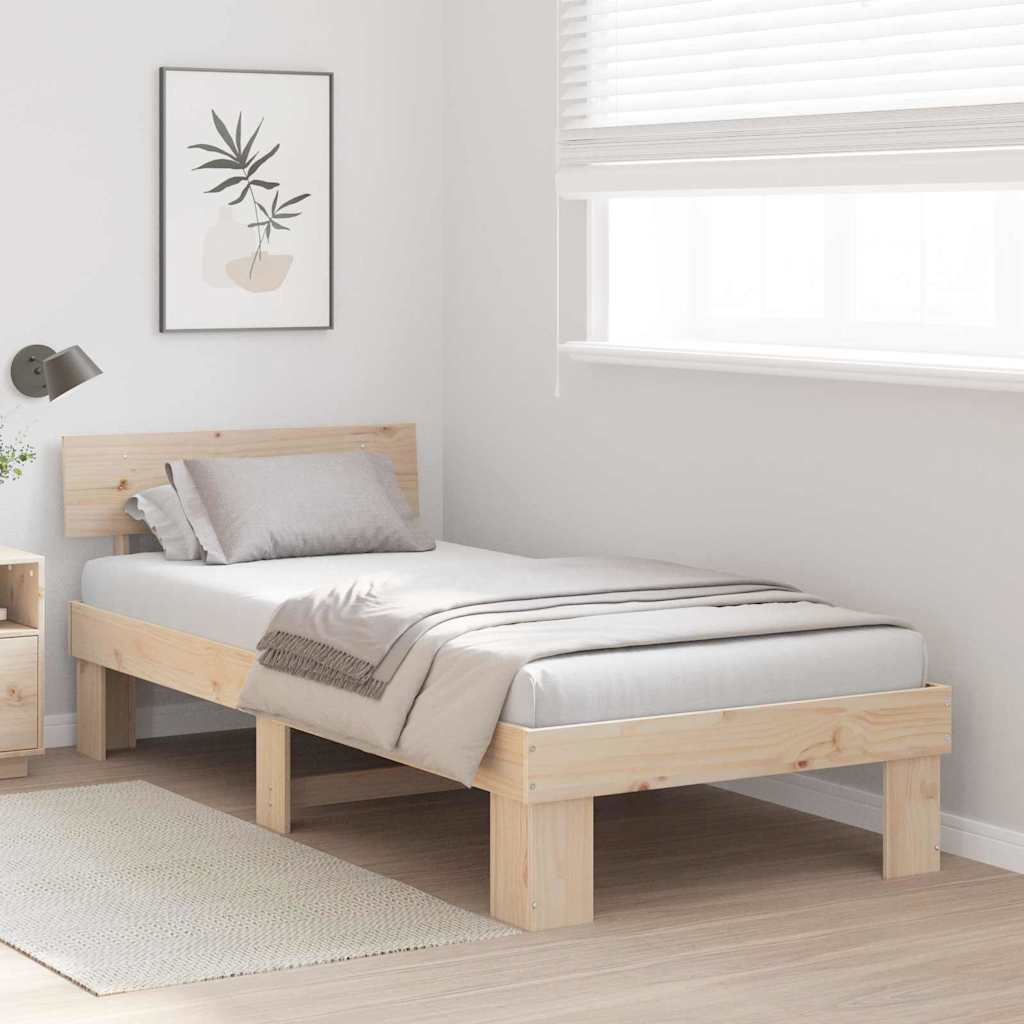 Sengestel Naturfarvet 75 x 190 cm Massiv fyrretræ