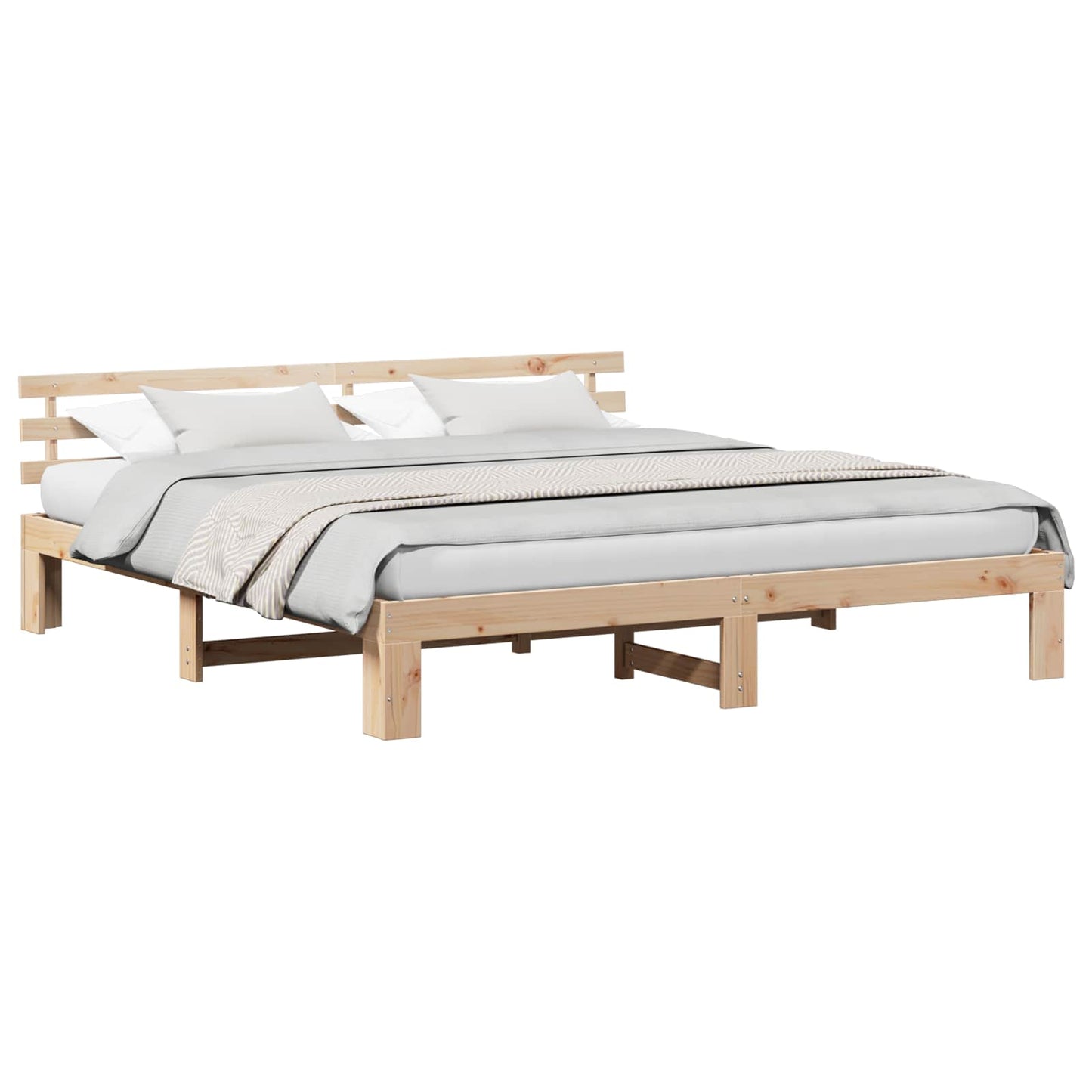 Sengestel Naturfarvet 200 x 200 cm Massiv fyrretræ