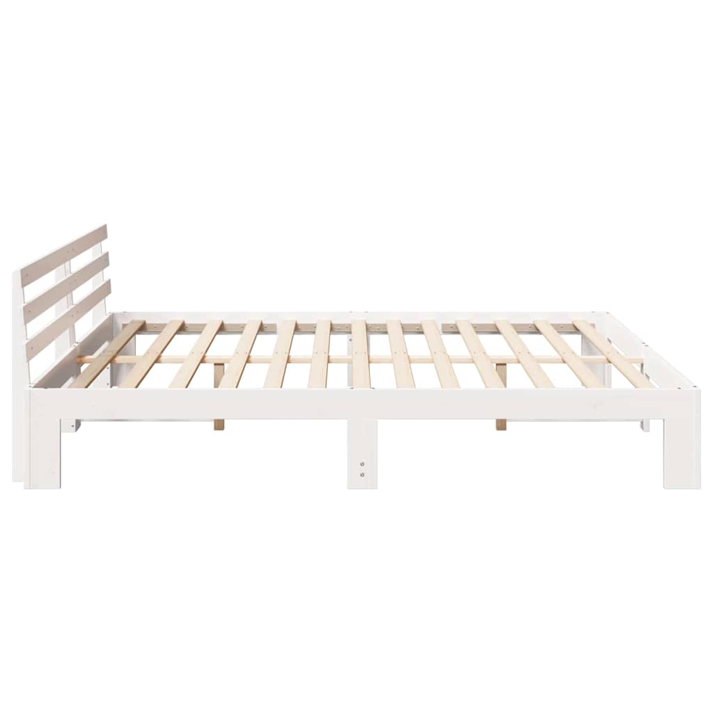 Sengestel med hovedgærde Hvid 180 x 200 cm Massiv fyrretræ