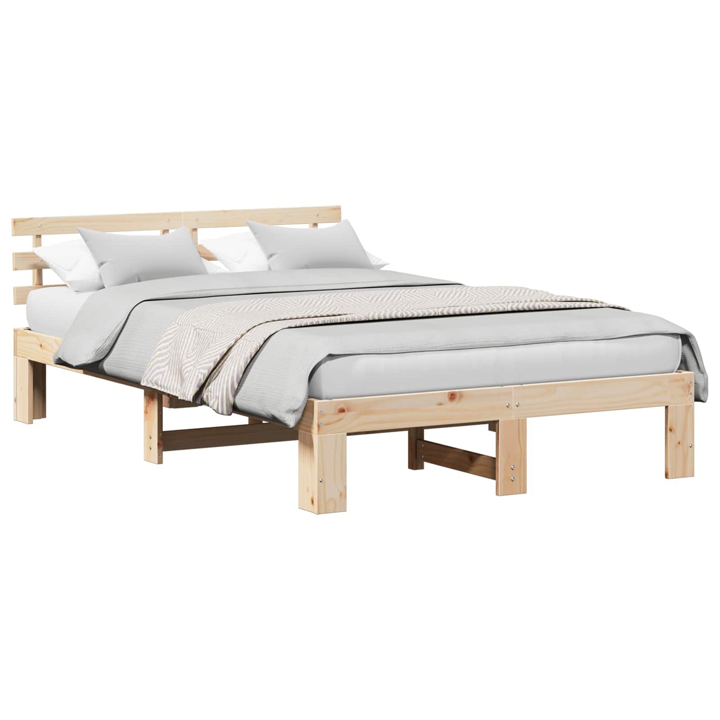Sengestel Naturfarvet 140 x 190 cm Massiv fyrretræ