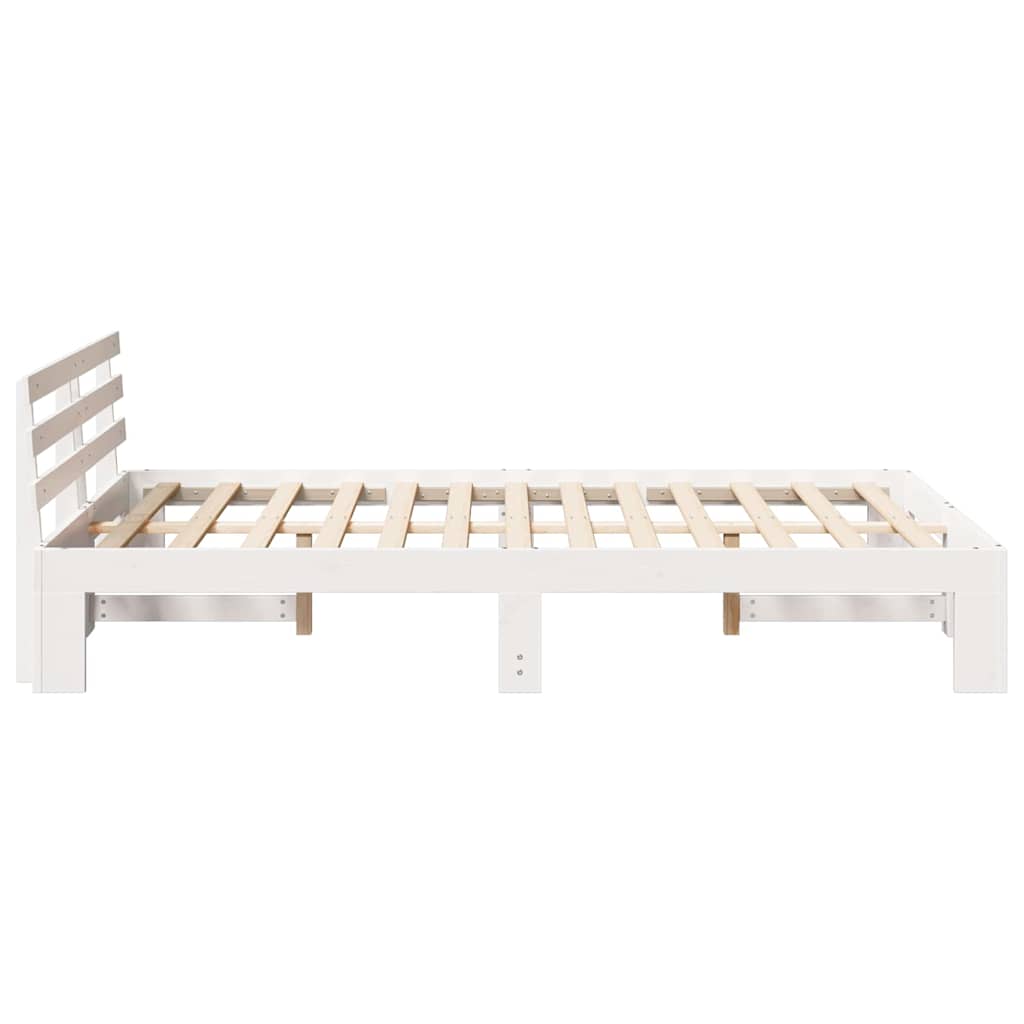 Sengestel med hovedgærde Hvid 135 x 190 cm Massiv fyrretræ
