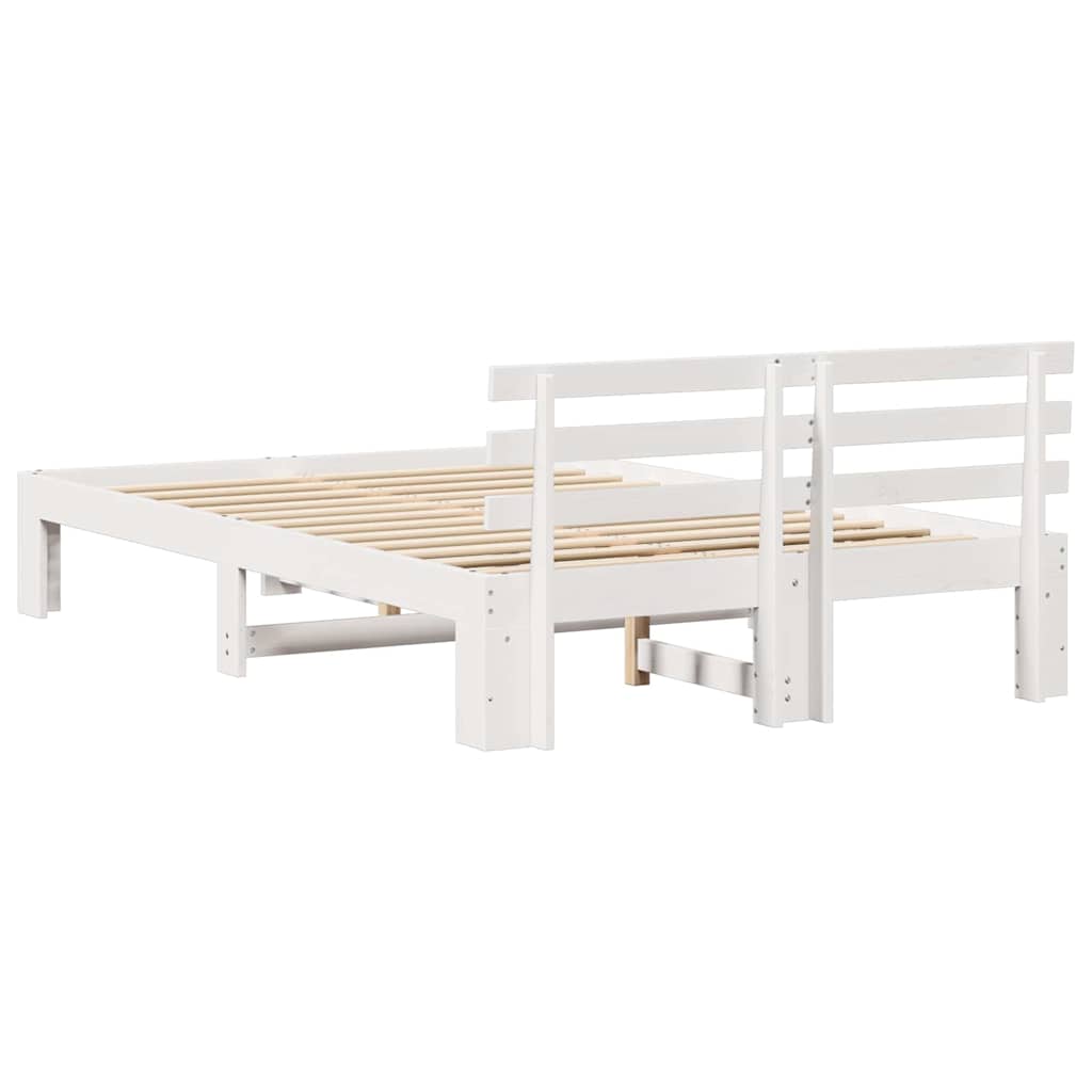 Sengestel med hovedgærde Hvid 120 x 190 cm Massiv fyrretræ