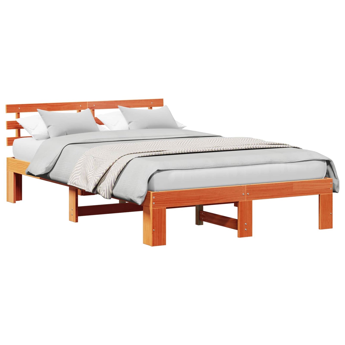 Sengestel med hovedgærde Voks brun 120 x 190 cm Massiv fyrretræ