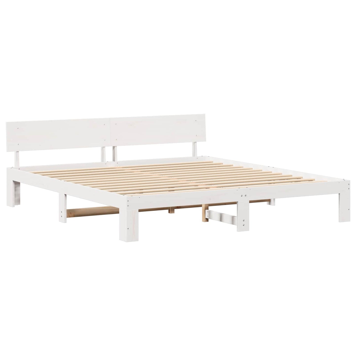 Sengestel med hovedgærde Hvid 180 x 200 cm Massiv fyrretræ