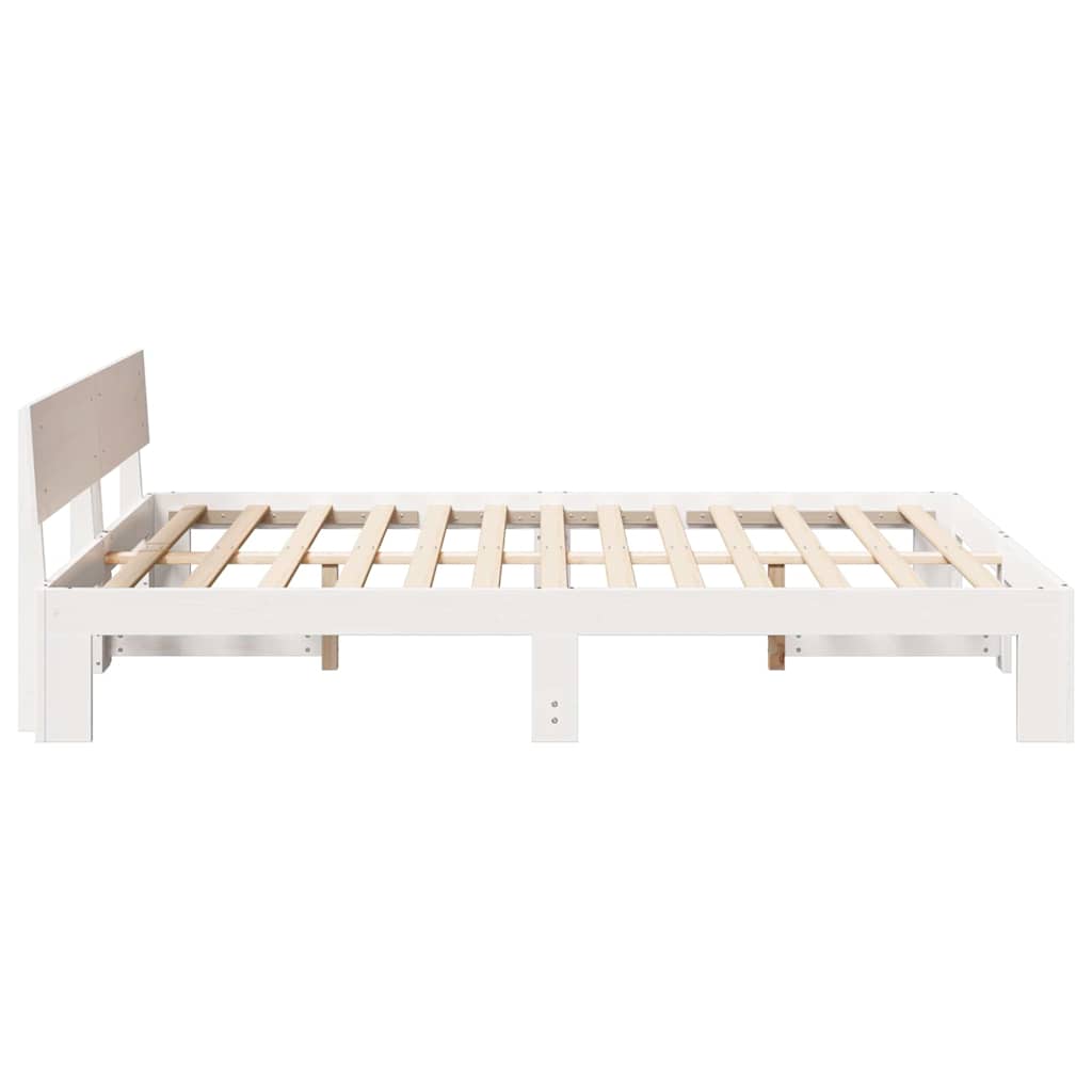 Sengestel med hovedgærde Hvid 150 x 200 cm Massiv fyrretræ